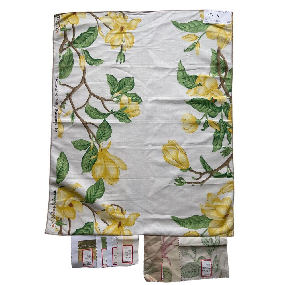 Brunschwig & Fils "Solange" fabric flowers vintage swatch 27 x 33